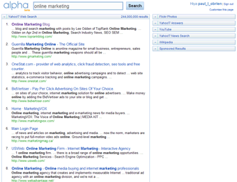 Yahoo! Alpha custom search engine