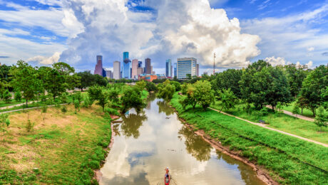 A View Buffalo Bayou and Downtown Houston, Texas
